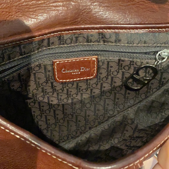 Christian Dior Saddle Bag. Leather. Stitching floral design. - Picture 5 of 10